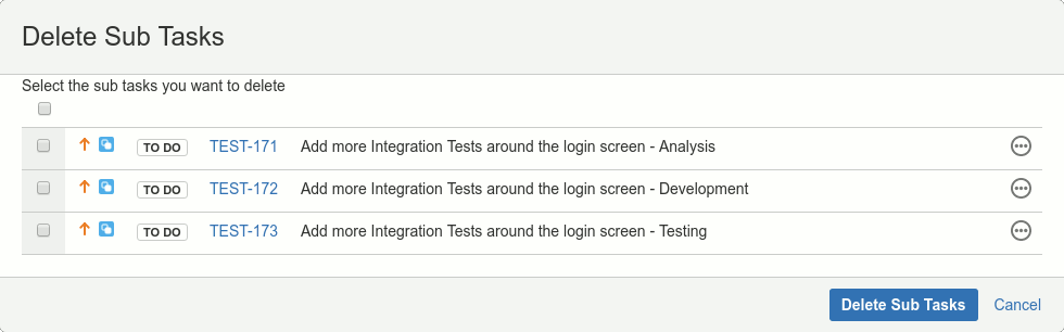 STM bulk-delete sub-tasks